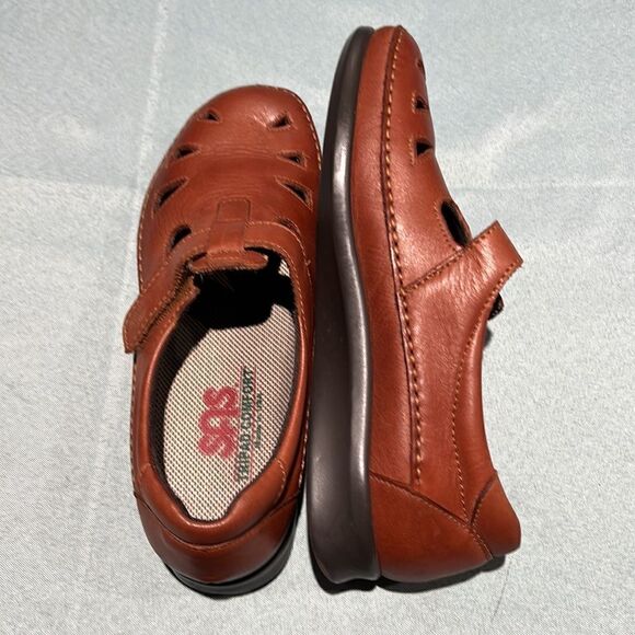 SAS Roamer womens brown leather velcro strap loafers size 7.5W B16B - Picture 8 of 9